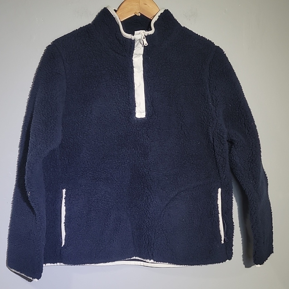 Nautica Navy Half Zip Sherpa Fleece Big Kids Sweater